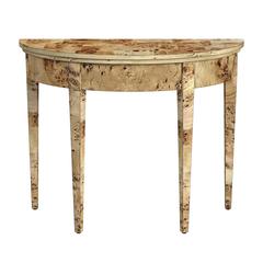Hampton Demilune Burl 36" Console Table, Light Brown