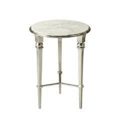 Round Marble Top End Table, Modern Accent Side Table for Living Room Bedroom