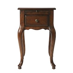 Traditional Chairside Table with Drawer, Wood End Table for Living Room, Cherry