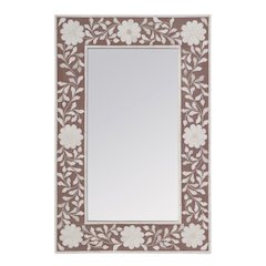 16 in. W x 24 in. H Rectangular Hanging Accent Wall Mirror, Pink, Beige