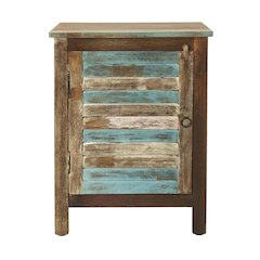 Coastal Distressed Wood Storage Cabinet, Accent Cabinet for Living Room