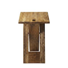 Square Folding Side Table, Transitional Wood Accent Table for Living Room, Brown