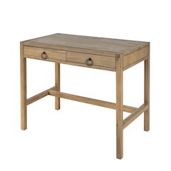 Light Brown Wooden Office Desk With 2 Drawers And Transitional Style