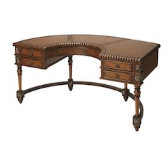 Dark Brown Office Desk With Multiple Drawers And Distressed Finish