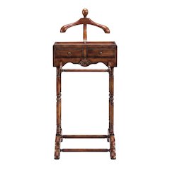 Traditional Valet Stand, 2 Drawers, Wooden Bedroom Clothing Organizer, Cherry