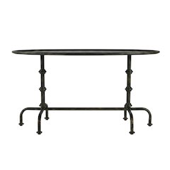 Oval Industrial Coffee Table, Distressed Metal Cocktail Table for Living Room