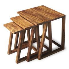 Mira Modern Nesting Tables, Light Brown