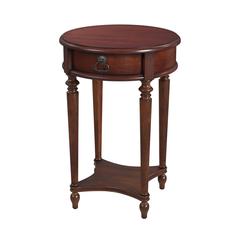 Jules 1-Drawer Round End Table, Dark Brown