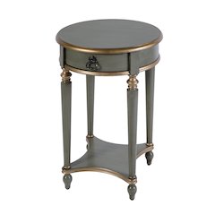 Jules 17.5 in. W Round Wood 1 Drawer End Table,Lower Open Shelf, Pastel Green