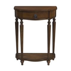 Ashby Demilune Console Table with Storage, Medium Brown