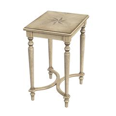 Tyler Solid Wood Inlay Side Table, Beige