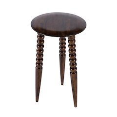 Round Wood Side Table – Small Round Nightstand in Brown Mango Finish