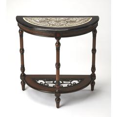 Fabiola Fossil Stone Demilune Console Table, Multi-Color