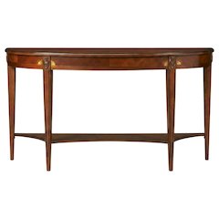 Demilune Console Table with Distressed Finish, Traditional Entryway Sofa Table