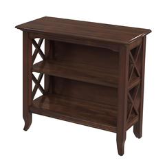 Dark Brown 2 Shelf Bookcase - Short Bookshelf for Farmhouse or Small Spaces