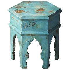 Tangiers Solid Wood Side Table, Blue