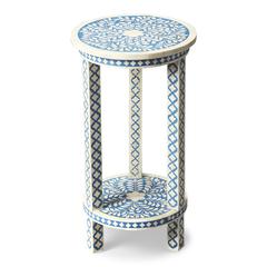 Vivienne Bone Inlay Side Table, Blue