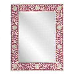 Vivienne Pink Bone Inlay Wall Mirrored, Pink