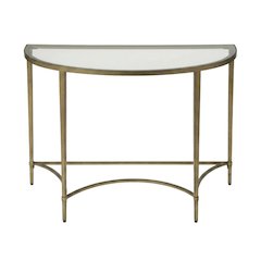 Demilune Console Table with Glass Top, Modern Contemporary Entryway Accent Table