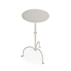 Founders Griege Iron Pedestal Side Table, Gray and White