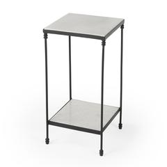 Larkin Outdoor Marble & Iron Side Table, Black
