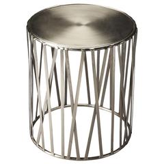 Kruse Iron 15.5"W  Drum Side Table, Silver