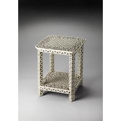 Amelia Bone Inlay Side Table, Light Brown