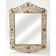 Vivienne Wood & Bone Inlay Wall Mirror, Light Brown