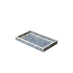 Meknes Bone Inlay Serving Tray, Blue