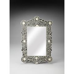 Vivienne Arched Bone Inlay Wall Mirrored, Black and White