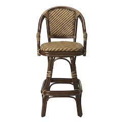 Rattan Bar Stool with Full Back, Transitional Counter Stool for Kitchen