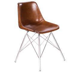 Inland Light Leather Side Chair, Medium Brown