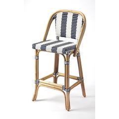 Lila Rattan 28" Bar Stool, Blue
