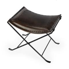 Melton Leather 21.5"W Accent Stool, Dark Brown