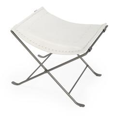 Melton Leather 21.5"W  Accent Stool, White