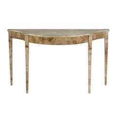 Chester 54 in W Demilune Wood Traditional Console Table, Light Brown