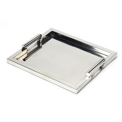 Morante Stainless Steel Rectangular Serving Tray, Silver