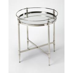 Crosby Metal & Mirrored Side Table, Silver