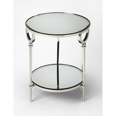 Jolene Metal & Mirrored Side Table, Silver