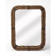 Darby Rectangular Rope Wall Mirrored, Light Brown