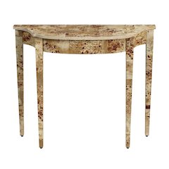 Light Brown Half Moon Console Table - Narrow Entryway and Sofa Table