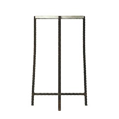Round Side Table with Metal Base, Transitional End Table for Living Room