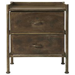 Industrial Side Table with Drawer, Distressed Accent Table for Living Room