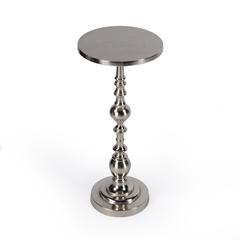 Darien Round Pedestal 10"W Side Table, Silver