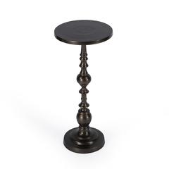 Darien Round Pedestal 10"W Side Table, Bronze
