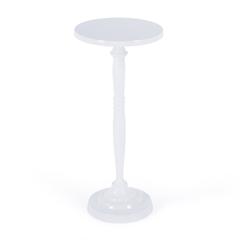 Landon Outdoor Round Metal Pedestal Side Table, Ivory