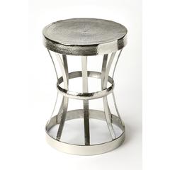 Broussard Industrial Chic Side Table, Silver