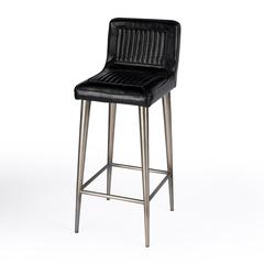 Maxwell Leather 32.5" Bar Stool, Black