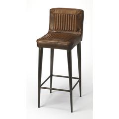 Maxwell Leather 32.5" Bar Stool, Dark Brown