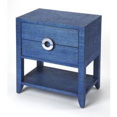 Amelle Raffia 2-Drawer Nightstand, Blue